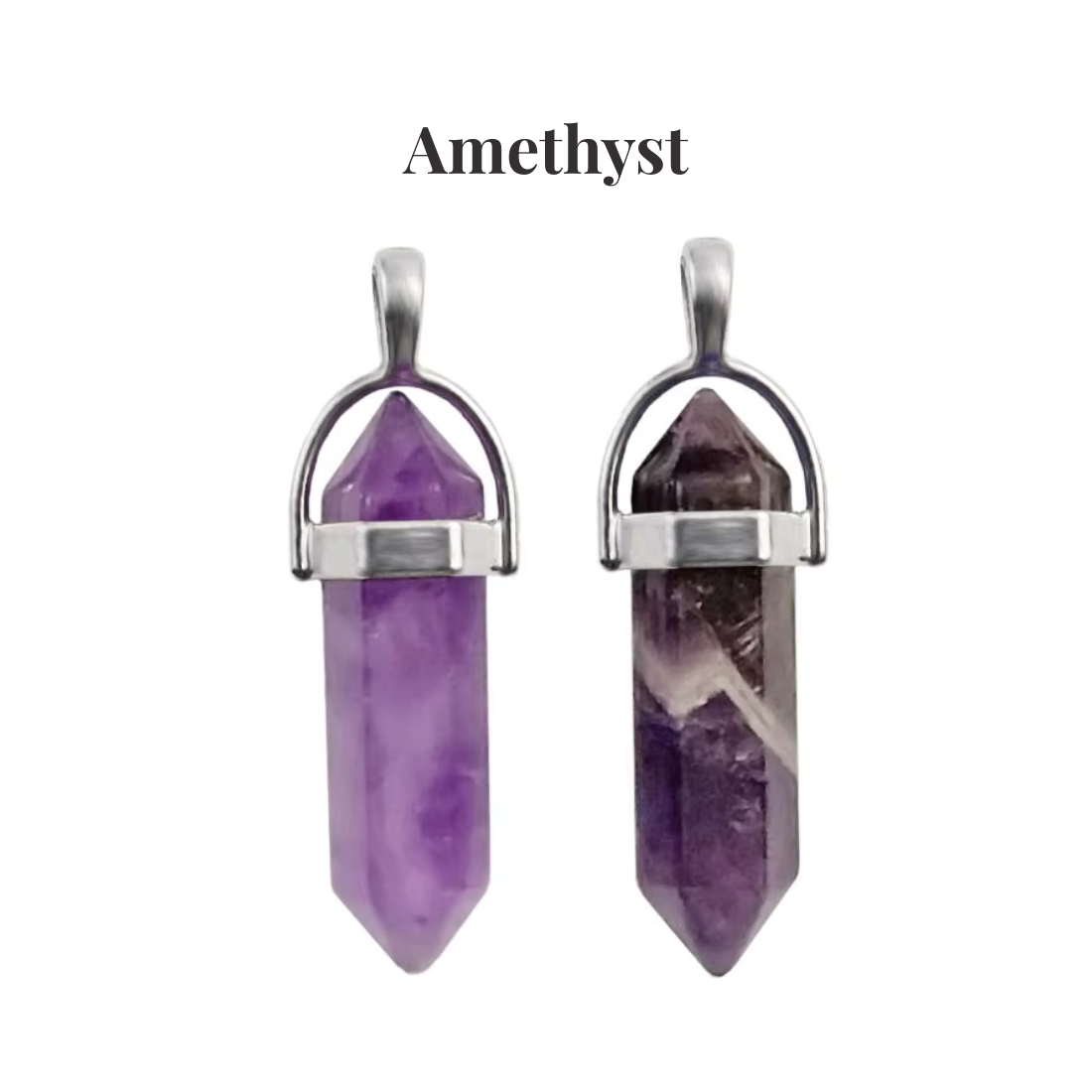 Amethyst Crystal Point Pendant Necklace Natural Healing Gemstone Tower - Manushaa Gems UK