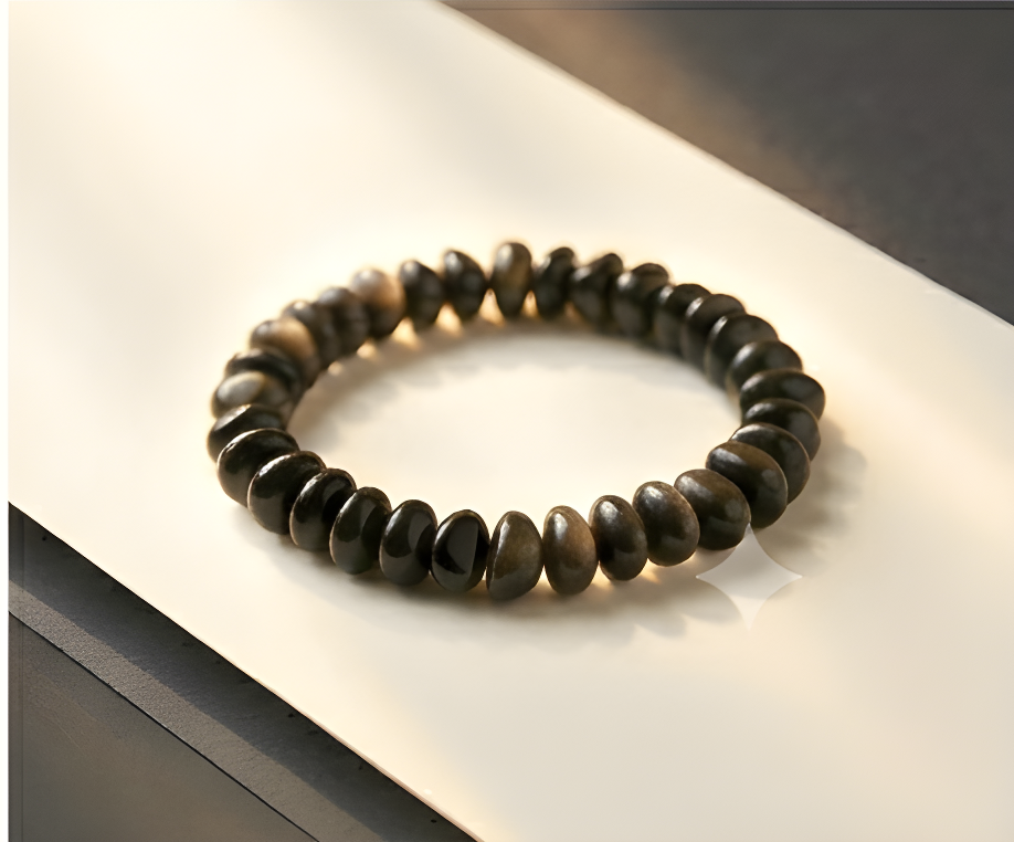 Black Gold Obsidian Crystal Chip Bracelet | Protection, Truth & Elegant Power