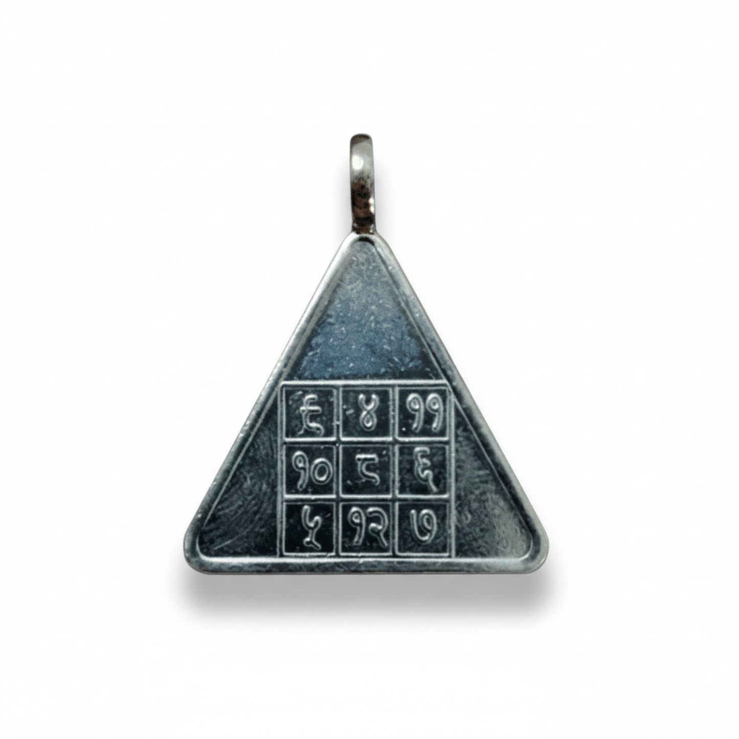 Budh Yantra Silver Pendant front — Mercury Planet Vedic Spiritual Jewellery UK Manushaa Gems