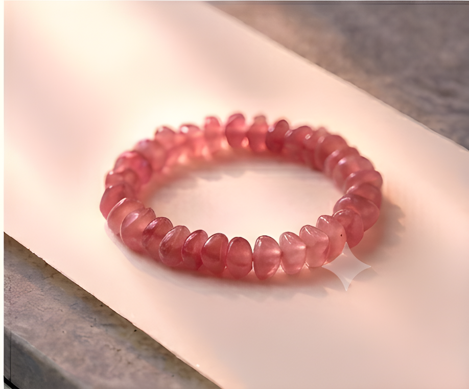Cherry Quartz Crystal Chip Bracelet | Warmth, Joy & Emotional Renewal
