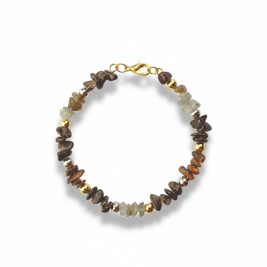 Earth Guardian Protection Crystal Bracelet Black Tourmaline Smoky Quartz Obsidian - Manushaa Gems UK