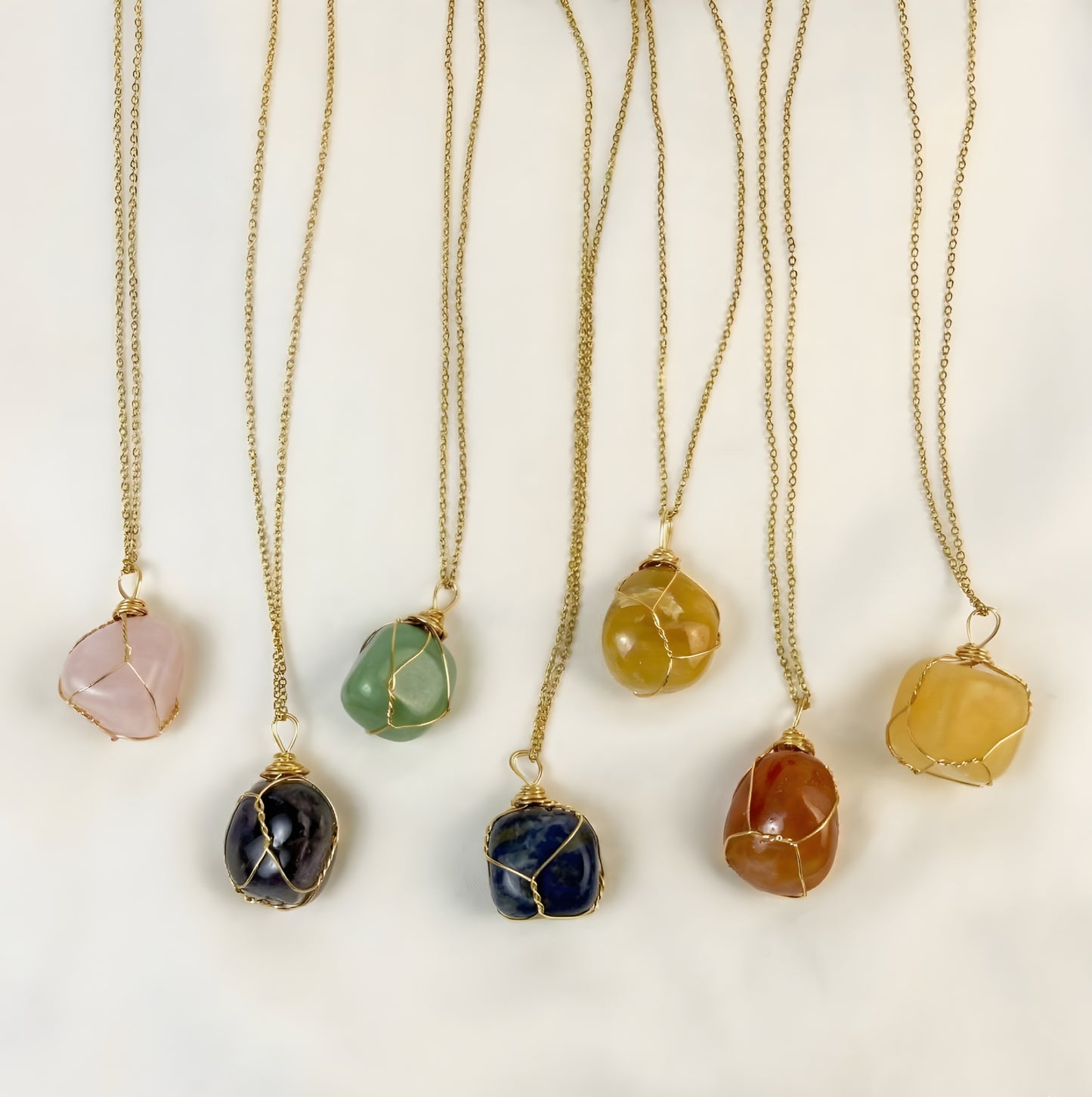 Gold Wire Wrapped Crystal Pendant Necklace – Manushaa Gems