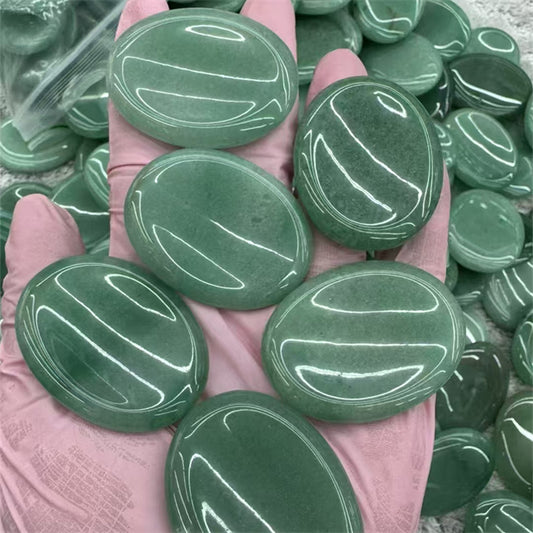 Green Aventurine Natural Palm Stone — Healing Crystal Worry Stone UK Manushaa Gems