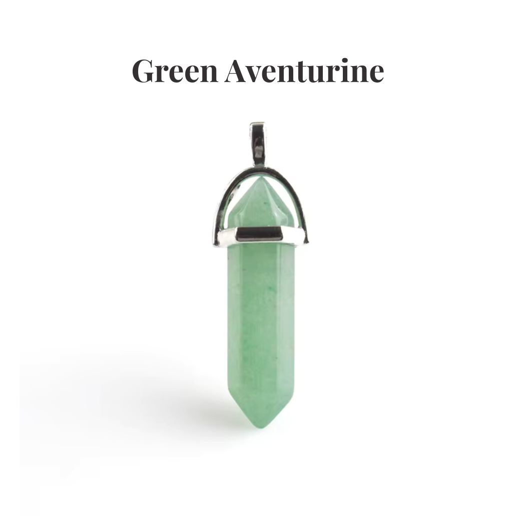 Green Aventurine Crystal Point Pendant Necklace Natural Healing Gemstone Tower - Manushaa Gems UK