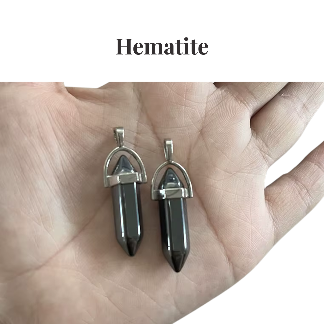 Hematite Crystal Point Pendant Necklace Grounding Healing Gemstone Tower - Manushaa Gems UK