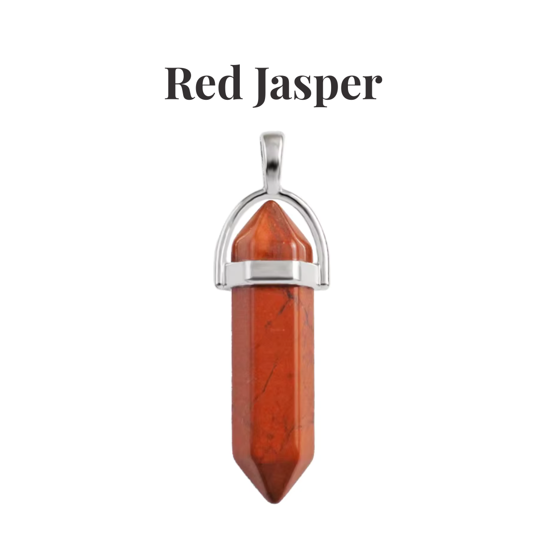 Red Jasper Crystal Point Pendant Necklace Natural Healing Gemstone Tower - Manushaa Gems UK