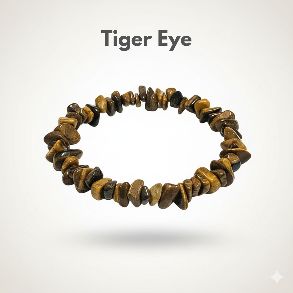 Tiger Eye crystal chip bracelet for courage and personal power — Manushaa Gems
