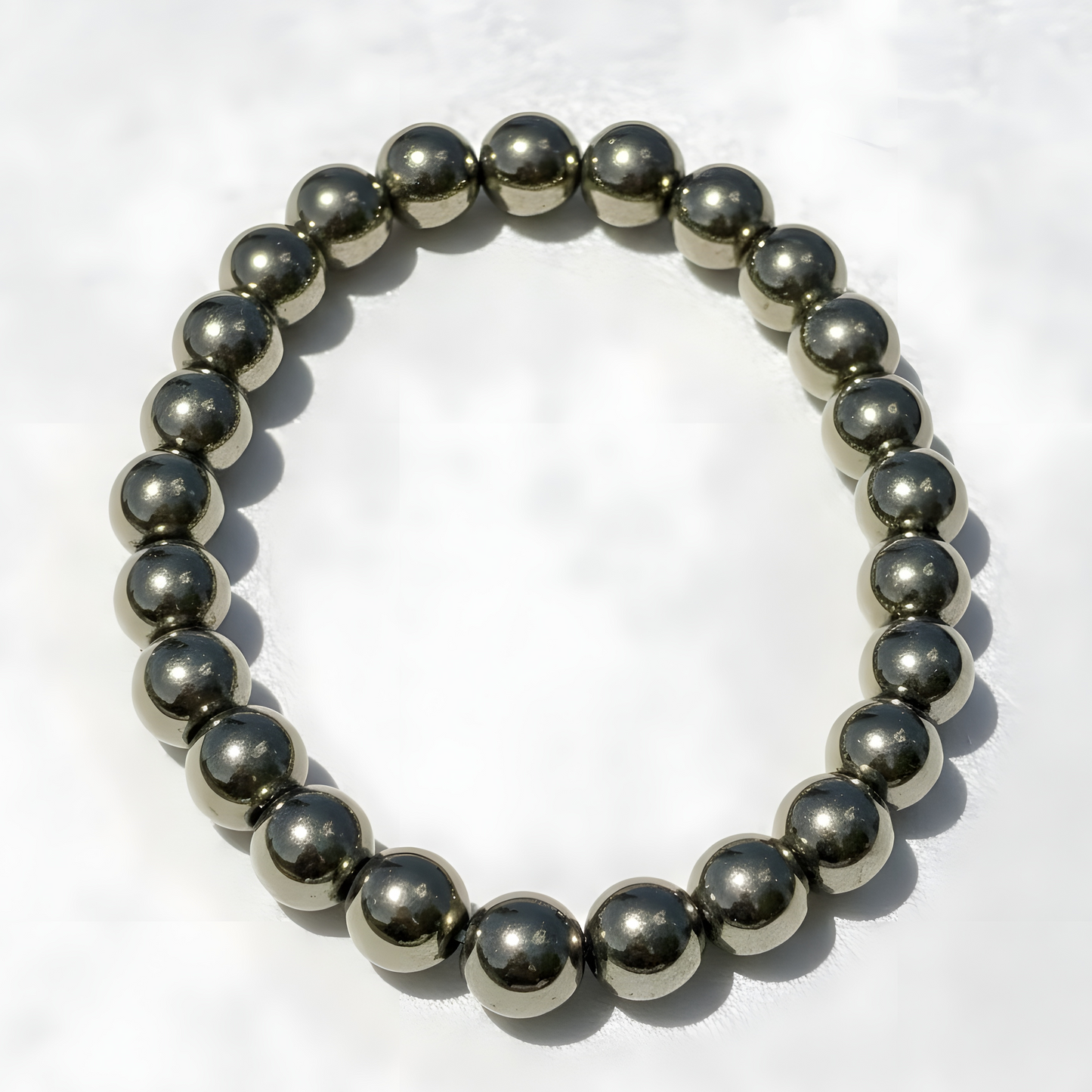 Golden Pyrite Crystal Bracelet 8mm Healing Gemstone Stretch Bracelet - Manushaa Gems UK