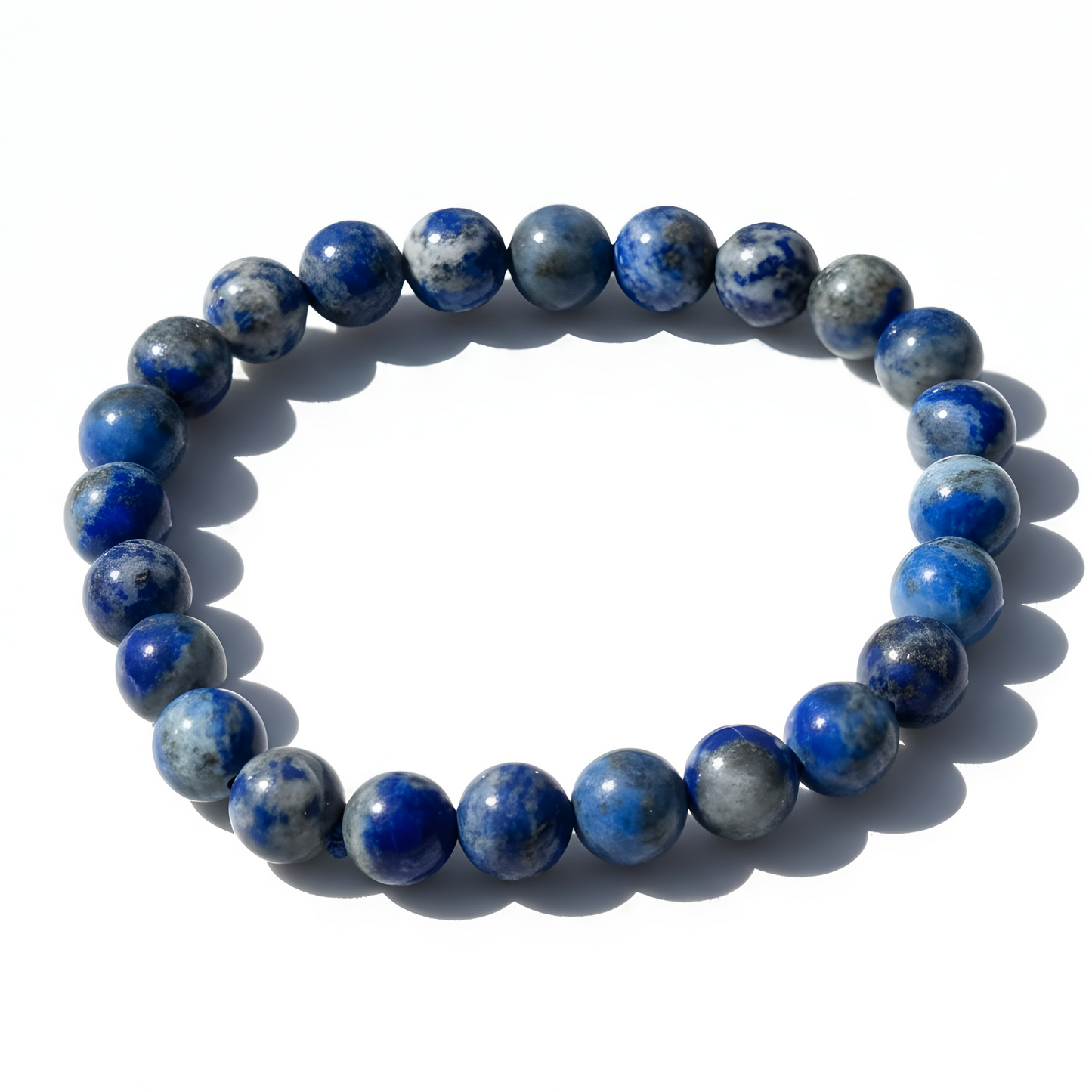 Lapis Lazuli Crystal Bracelet 8mm Healing Gemstone Stretch Bracelet - Manushaa Gems UK