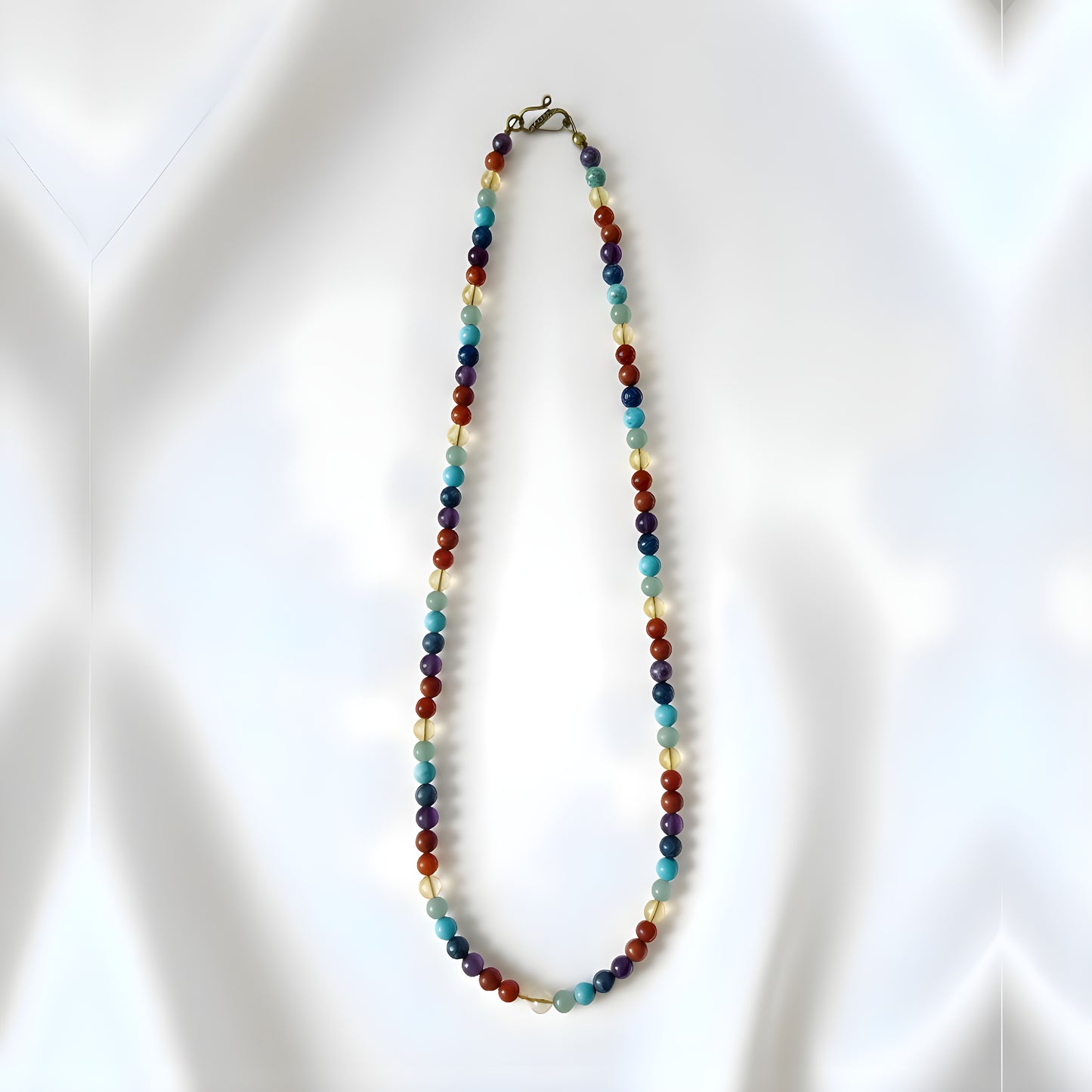 7 Chakra Mala Necklace 108 Bead Rainbow Gemstone Prayer Beads - Manushaa Gems UK