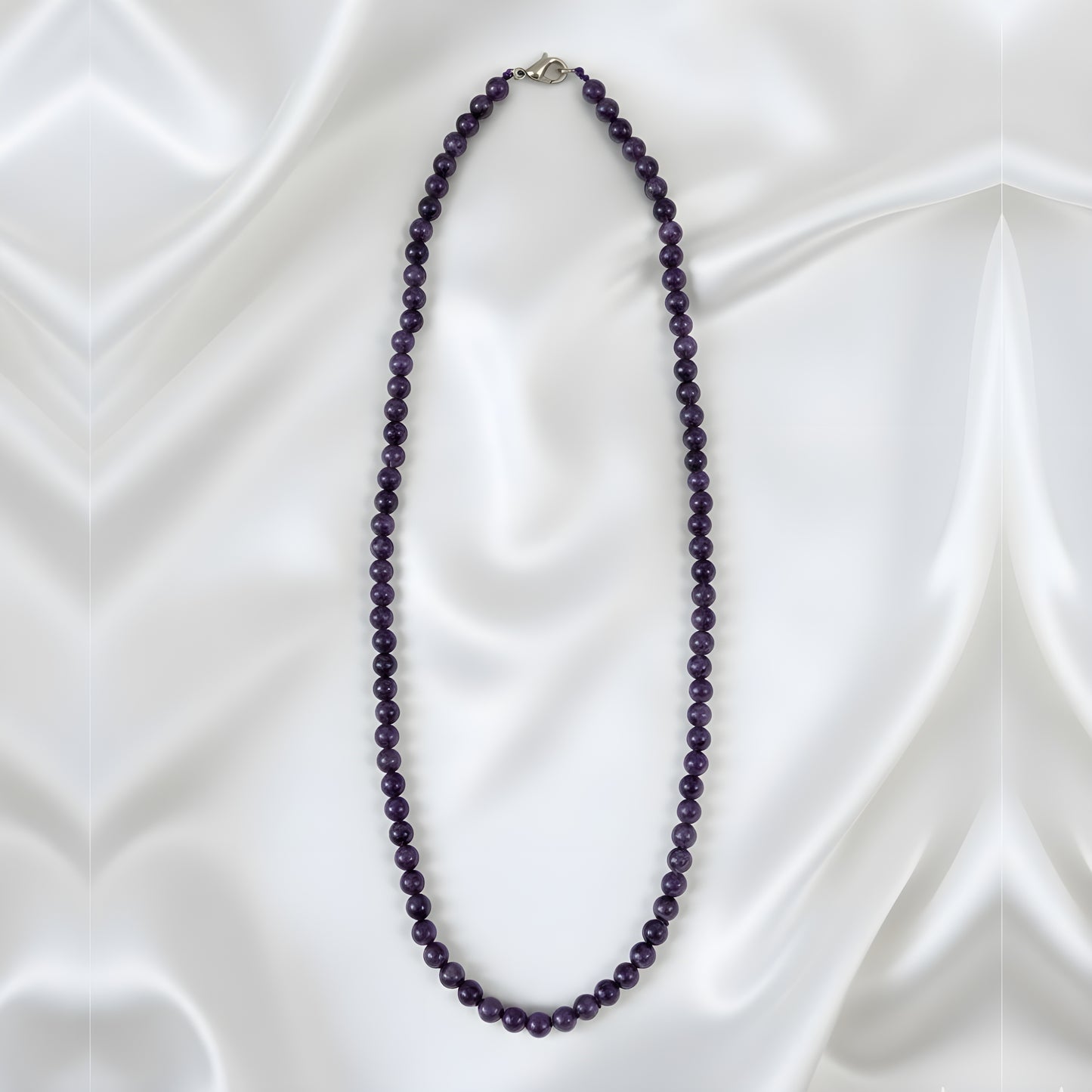 Amethyst Mala Necklace 108 Bead Natural Crystal Prayer Beads - Manushaa Gems UK