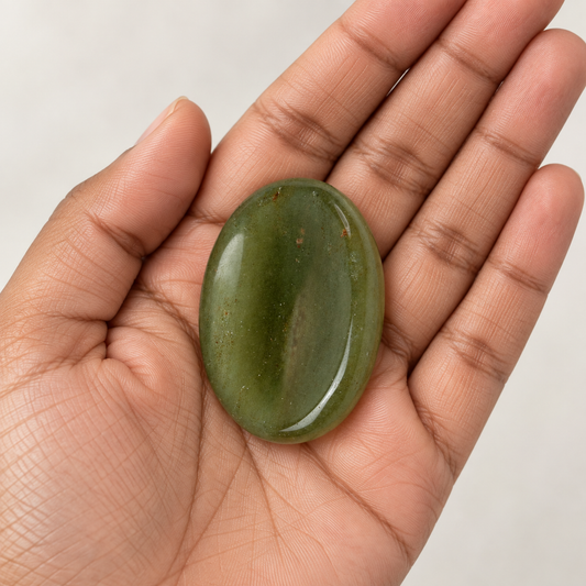 Green Aventurine Worry Stone | Smooth Thumb Stone Healing Crystal UK