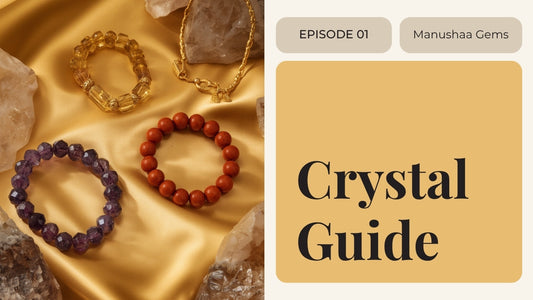 Crystals for Life Path 7, 8 and 9 — Amethyst, Citrine and Red Jasper bracelets by Manushaa Gems