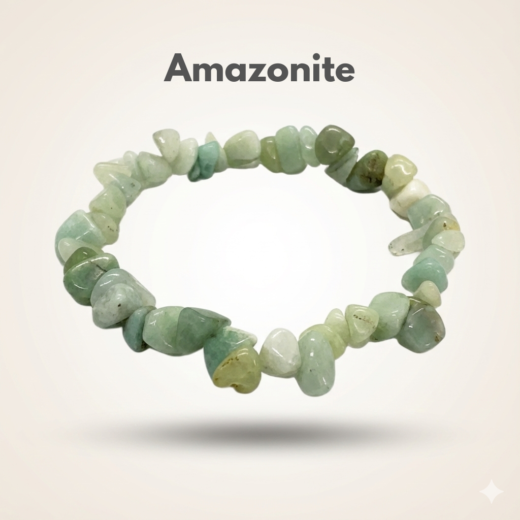 Amazonite crystal chip bracelet for calm communication and truth — Manushaa Gems