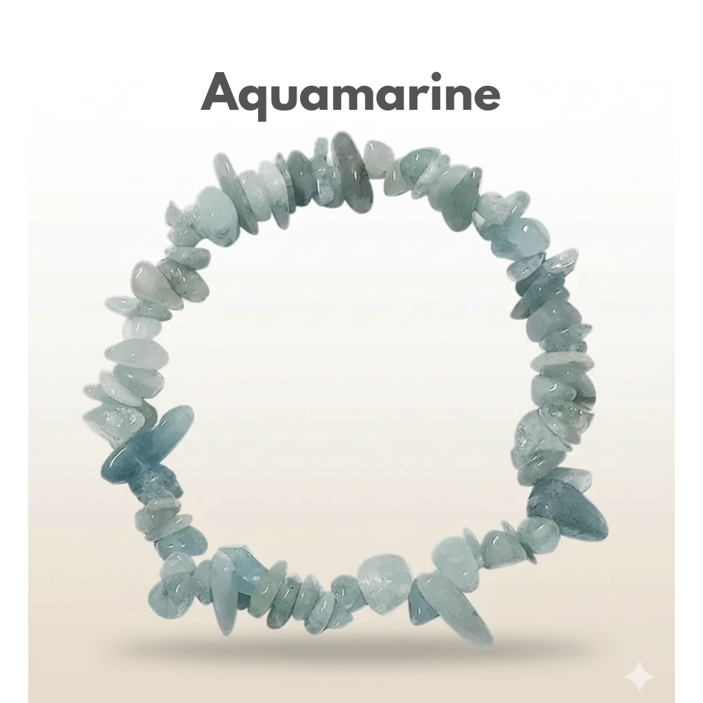 Aquamarine crystal chip bracelet for calm and clarity — Manushaa Gems