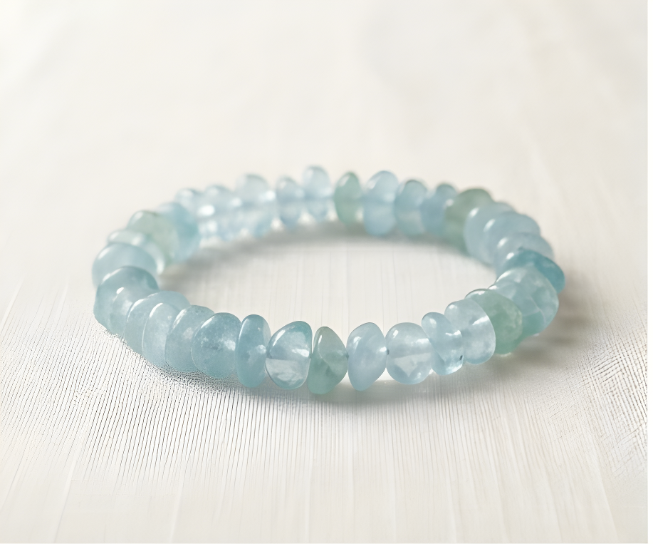 Aquamarine Crystal Chip Bracelet | Calm, Clarity & Fluid Energy