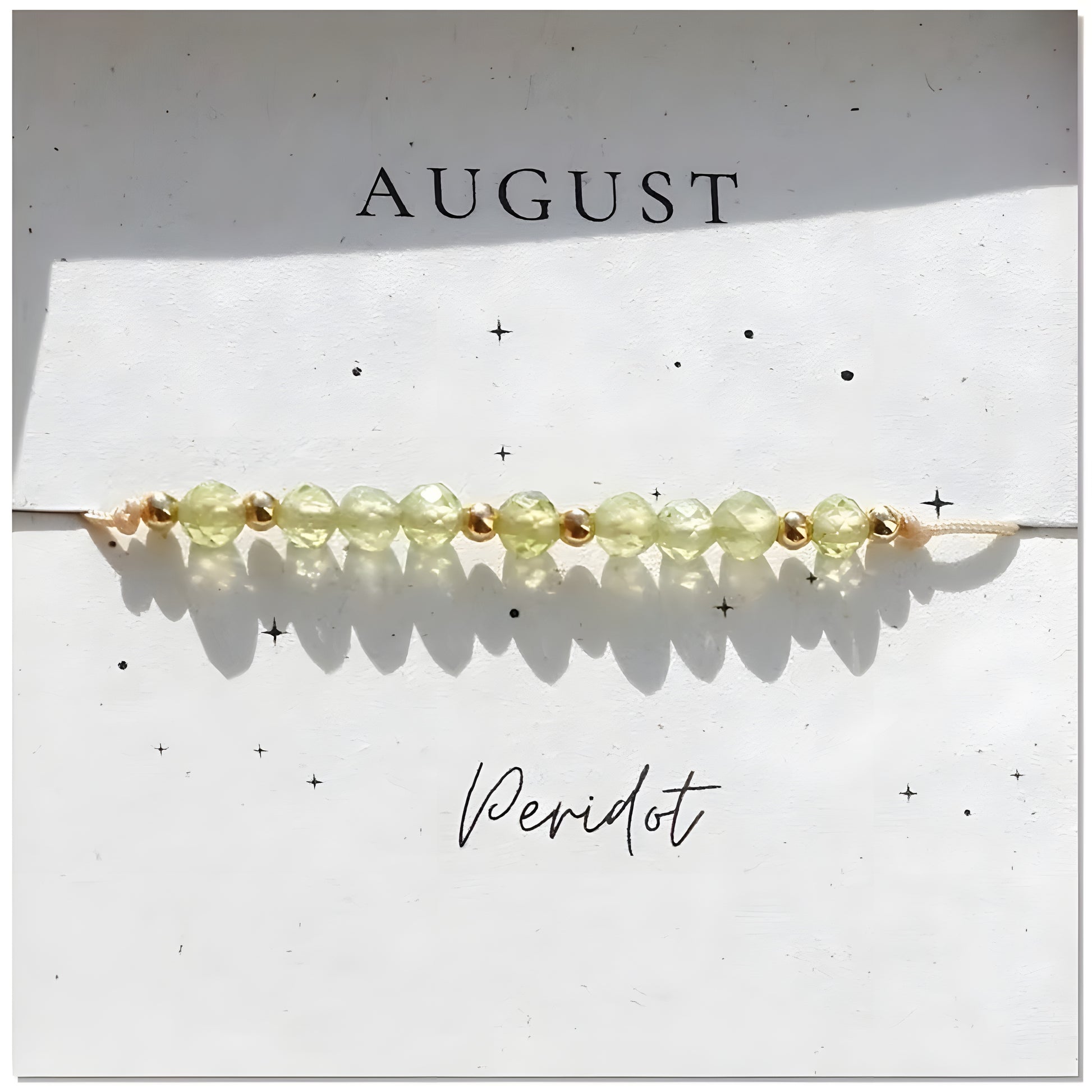 August Peridot Birthstone Crystal — Adjustable Gold Bracelet Gift UK Manushaa Gems