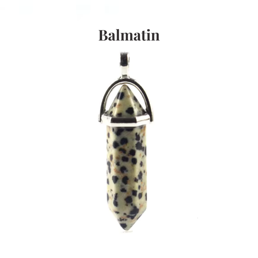 Dalmatian Jasper Crystal Point Pendant Necklace Natural Healing Gemstone Tower - Manushaa Gems UK