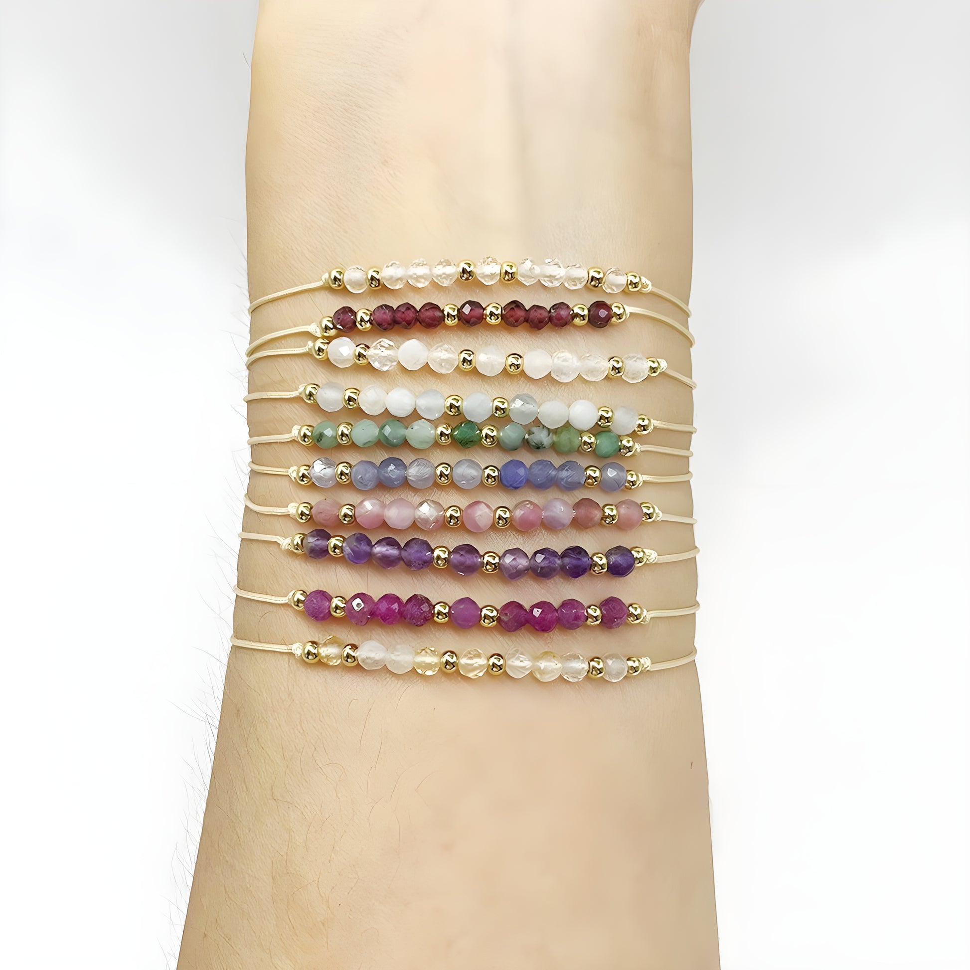 Birthstone Protective Crystal Bracelet — Gold Adjustable Healing Gemstone Gift UK Manushaa Gems