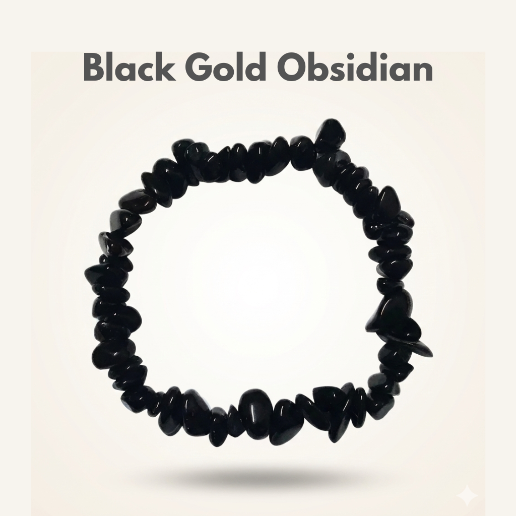 Black Gold Obsidian crystal chip bracelet for protection and inner truth — Manushaa Gems