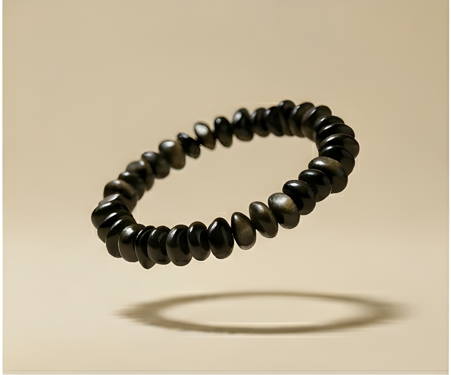 Black Gold Obsidian Crystal Chip Bracelet | Protection, Truth & Elegant Power