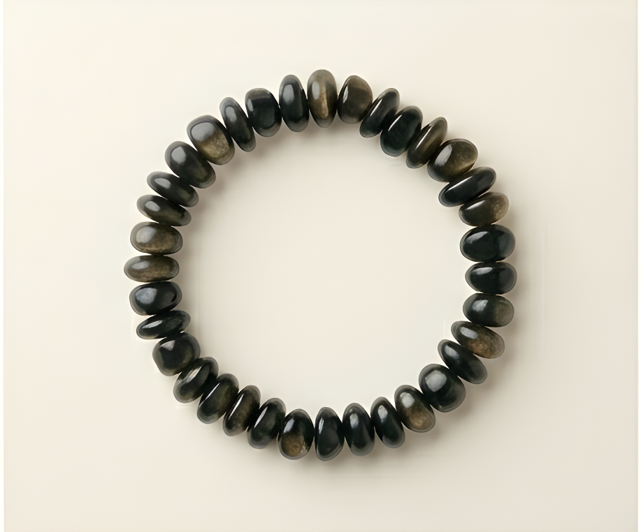 Black Gold Obsidian Crystal Chip Bracelet | Protection, Truth & Elegant Power