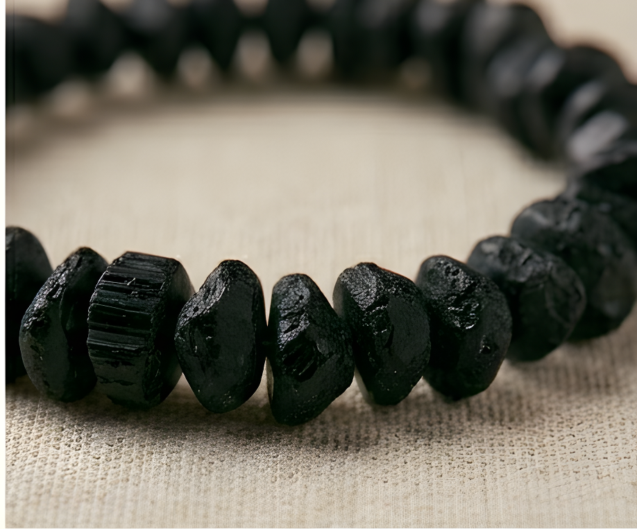 Black Tourmaline Crystal Chip Bracelet | Protection & Energetic Grounding