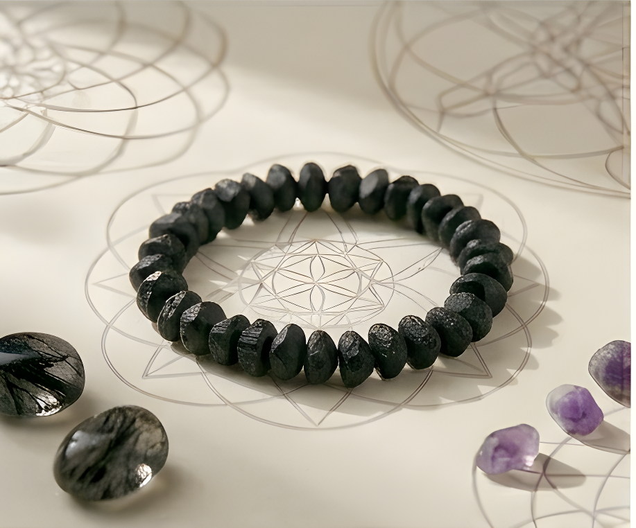 Black Tourmaline Crystal Chip Bracelet | Protection & Energetic Grounding