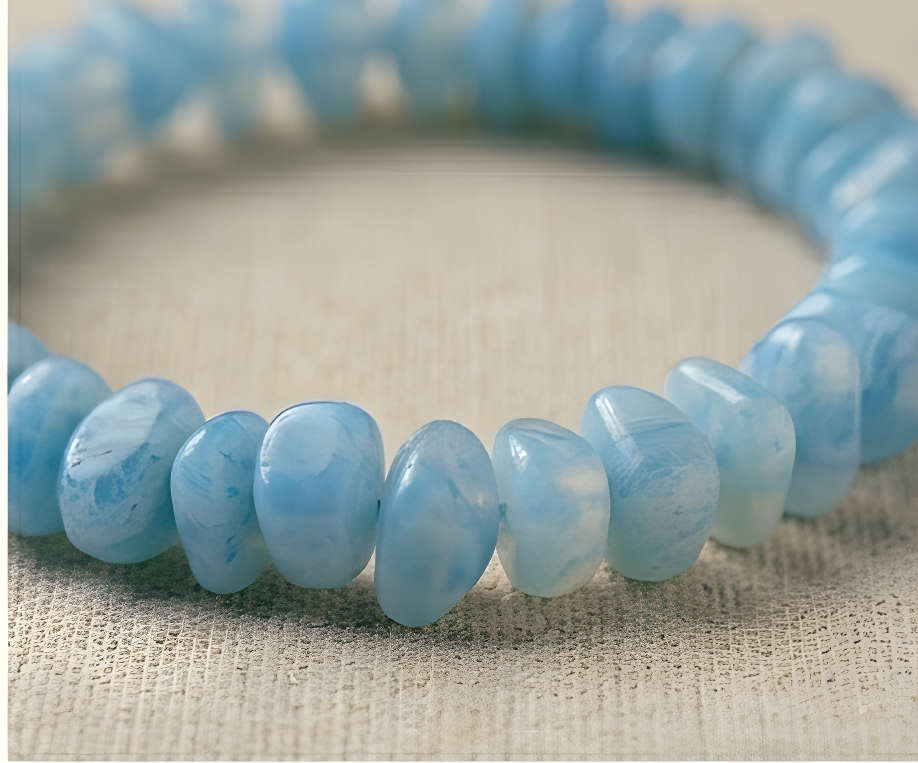 Blue Peruvian Opal Crystal Chip Bracelet | Emotional Healing & Tranquility