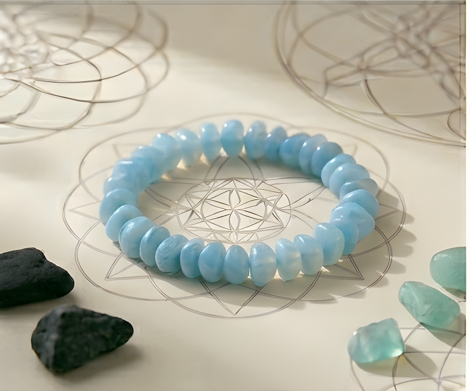 Blue Peruvian Opal Crystal Chip Bracelet | Emotional Healing & Tranquility