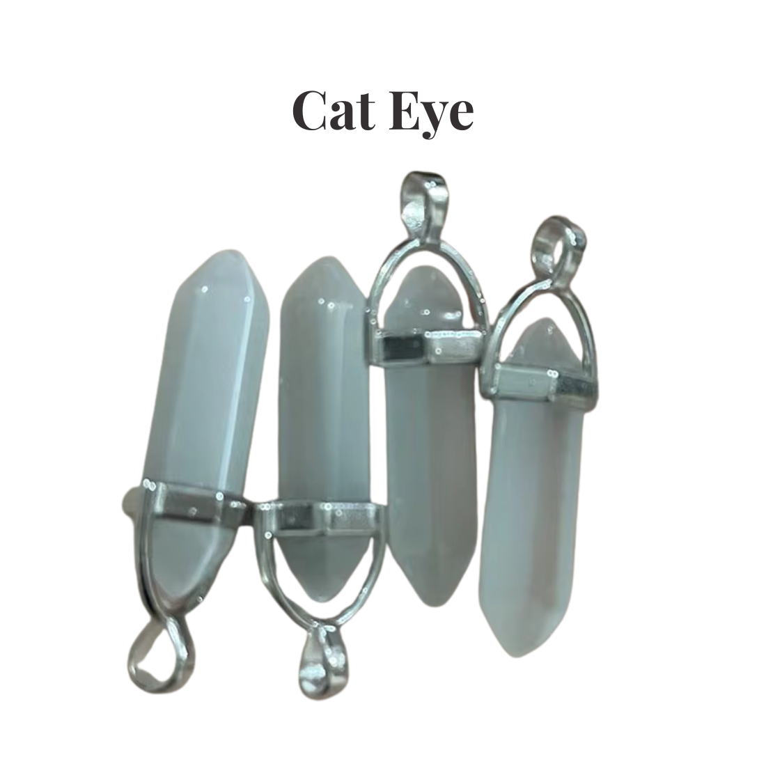 Cat Eye Crystal Point Pendant Necklace — Healing Gemstone Tower Necklace Manushaa Gems UK