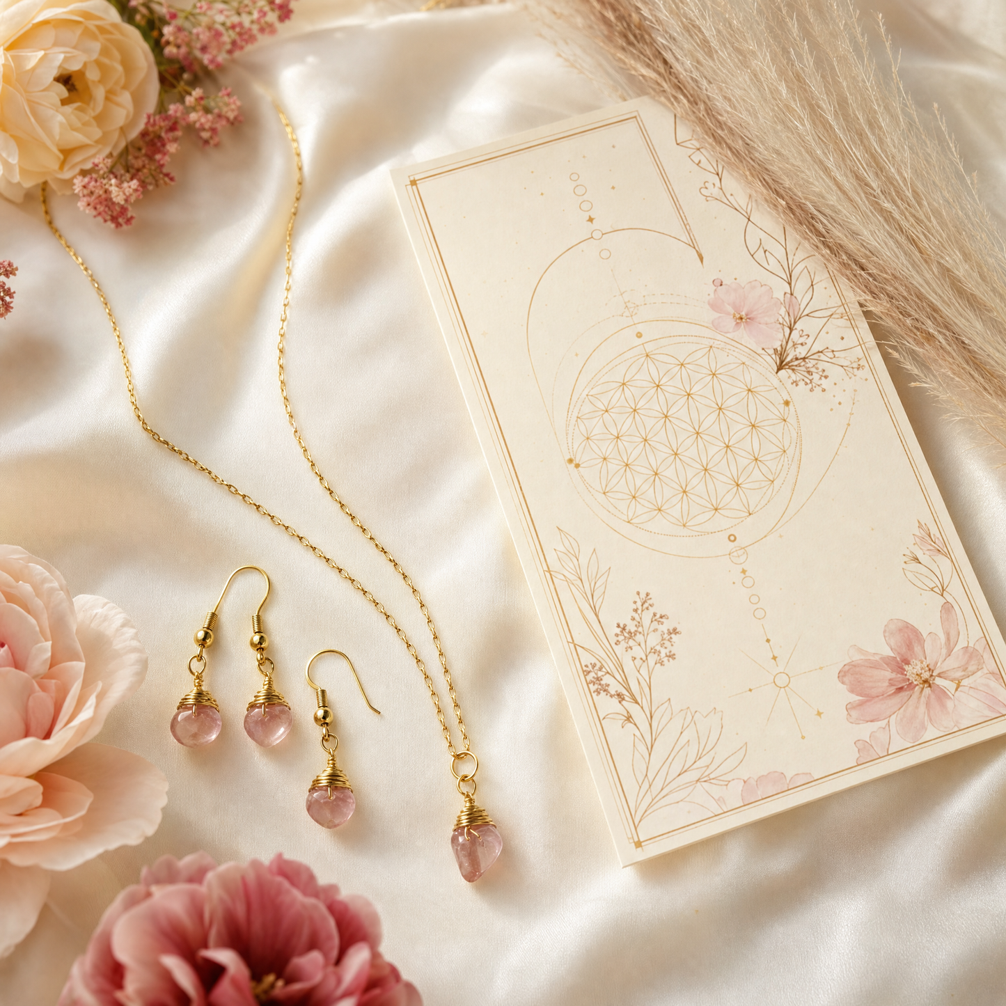 Cherry Quartz Gold Wire Wrapped Crystal Pendant Necklace