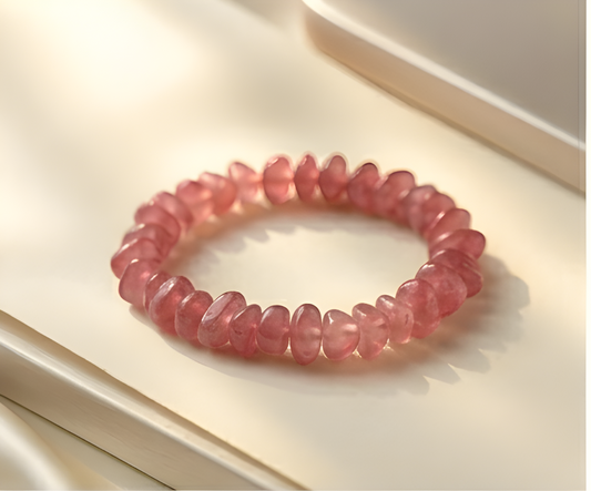 Cherry Quartz Crystal Chip Bracelet | Warmth, Joy & Emotional Renewal