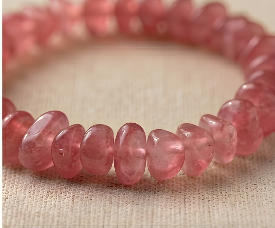 Cherry Quartz Crystal Chip Bracelet | Warmth, Joy & Emotional Renewal