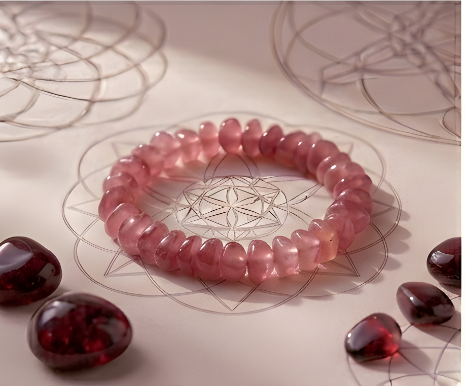 Cherry Quartz Crystal Chip Bracelet | Warmth, Joy & Emotional Renewal