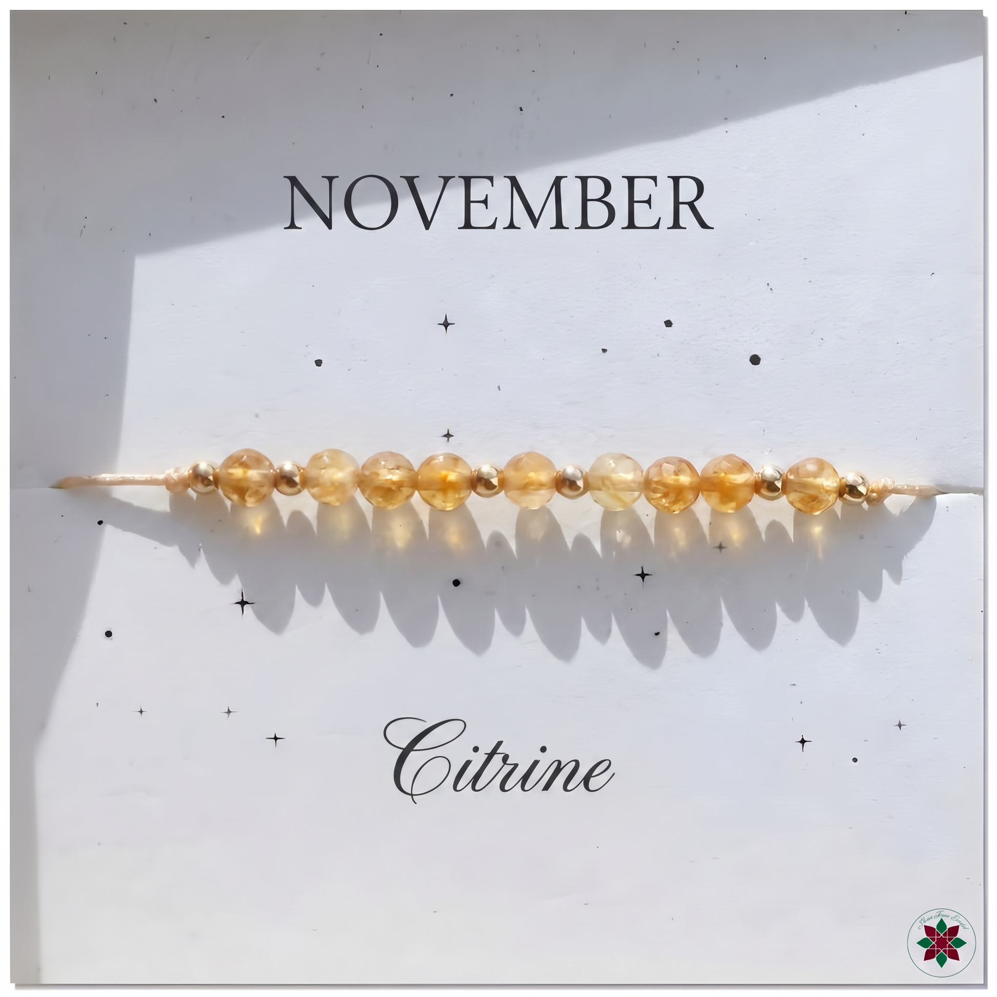 November Citrine Birthstone Crystal — Adjustable Gold Bracelet Gift UK Manushaa Gems