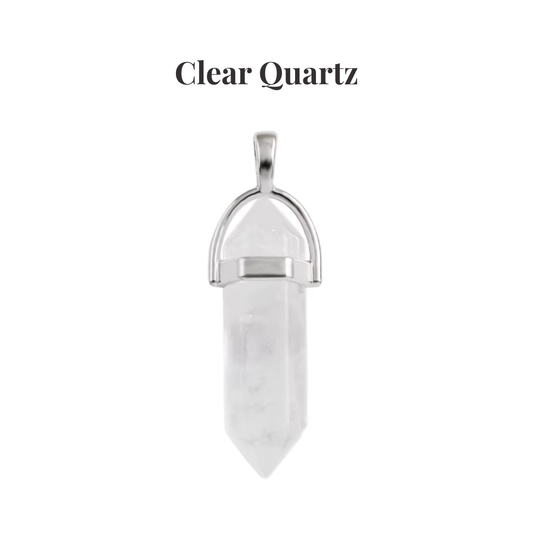 Clear Quartz Crystal Point Pendant Necklace Natural Healing Gemstone Tower - Manushaa Gems UK