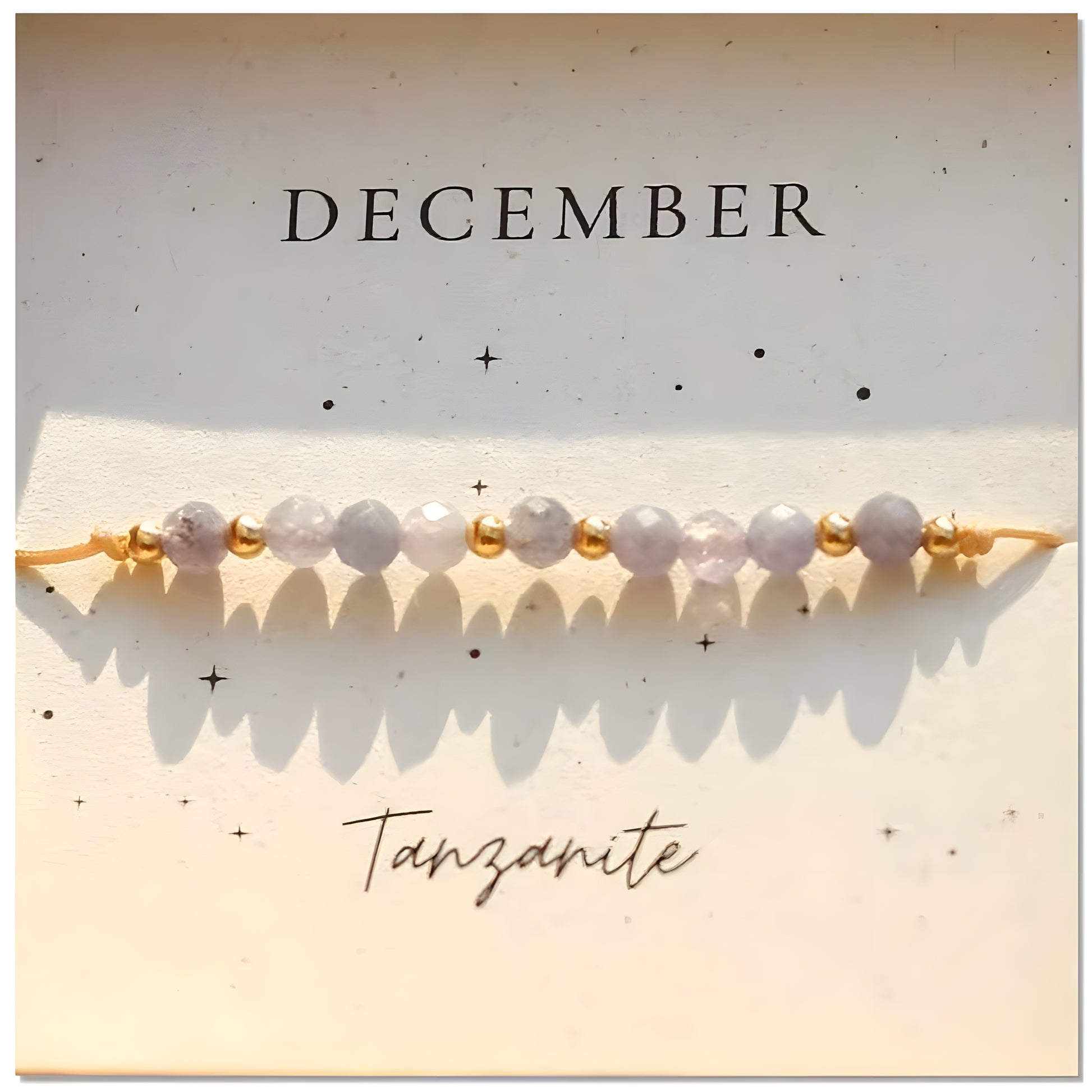 December Tanzanite Birthstone Crystal — Adjustable Gold Bracelet Gift UK Manushaa Gems