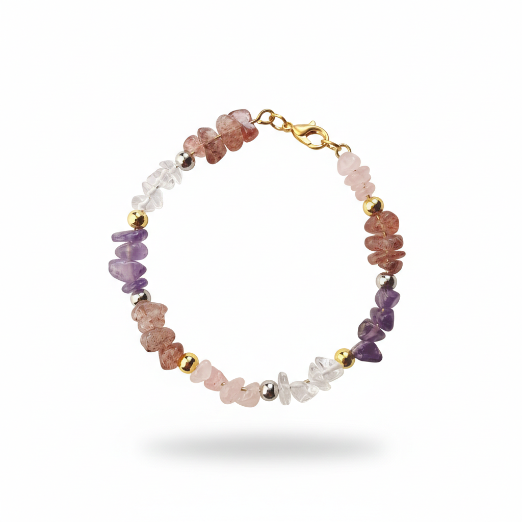 Divine Love Harmony Crystal Bracelet Rose Quartz Rhodonite Moonstone - Manushaa Gems UK