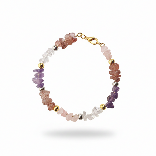 Divine Love Harmony Crystal Bracelet Rose Quartz Rhodonite Moonstone - Manushaa Gems UK