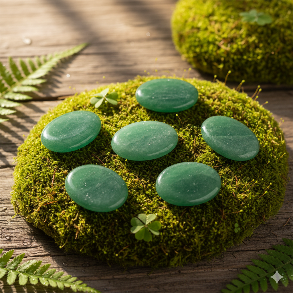 Green Aventurine Thumb Stone meditation — Healing Crystal Gift UK Manushaa Gems