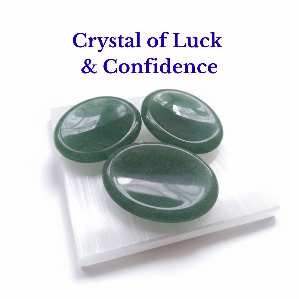 Green Aventurine Palm Stone — Smooth Healing Worry Crystal Thumb Stone UK Manushaa Gems