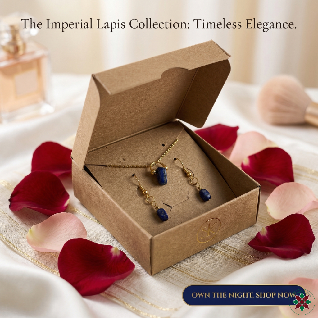 Luxury gift box with tiger eye jewellery set — personalised message card for her, Manushaa Gems UK