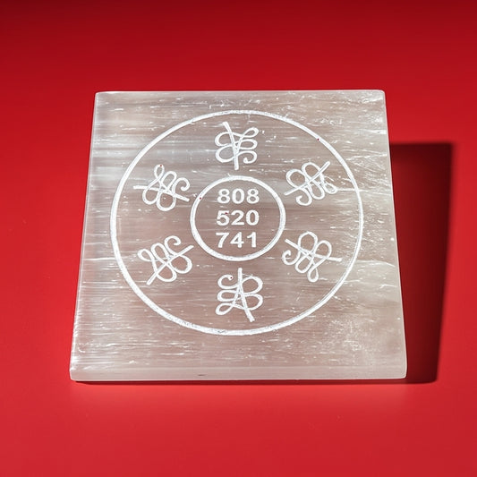 Cosmic Codes Selenite Plate texture — Grabovoi Number Crystal UK Manushaa Gems