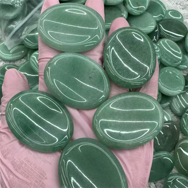 Green Aventurine Natural Palm Stone — Healing Crystal Worry Stone UK Manushaa Gems