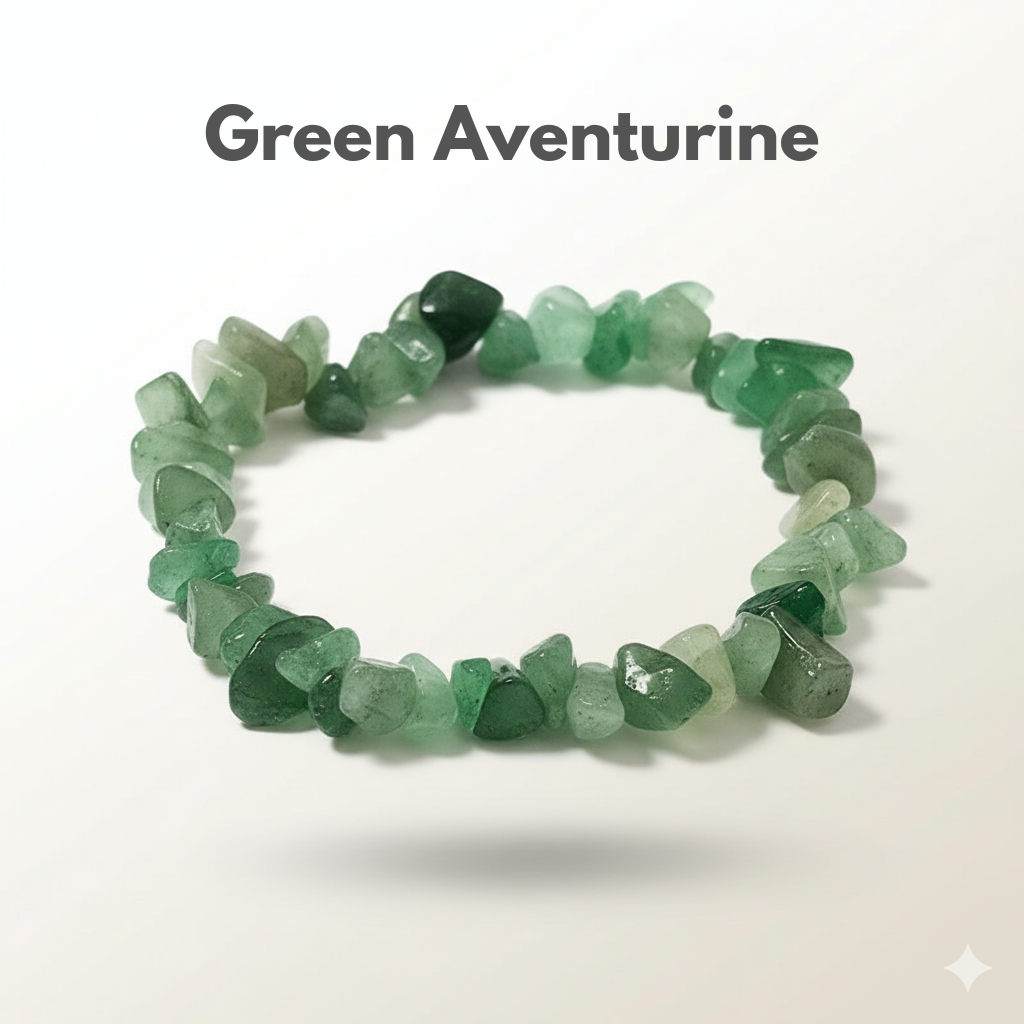Green Aventurine crystal chip bracelet for luck and prosperity — Manushaa Gems