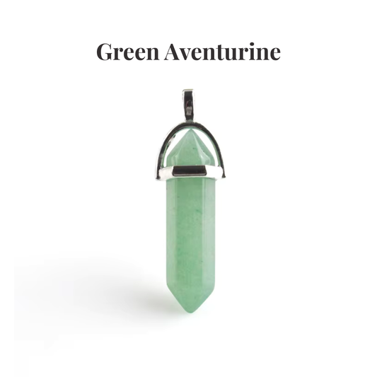 Green Aventurine Crystal Point Pendant Necklace Natural Healing Gemstone Tower - Manushaa Gems UK