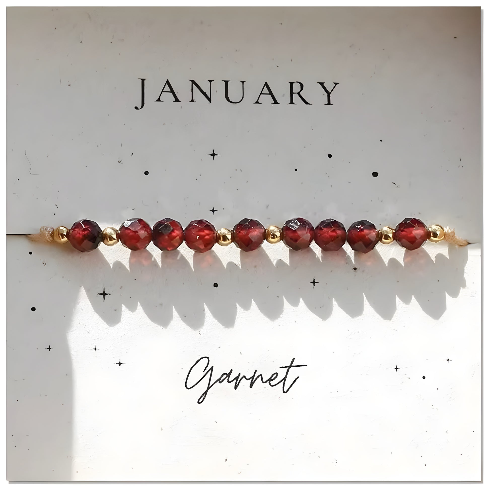 January Garnet Birthstone Crystal Bracelet — Gold Adjustable Healing Gemstone Gift UK