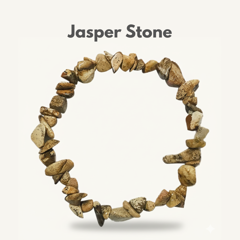 Jasper crystal chip bracelet for grounding, stability and nurturing energy — Manushaa Gems