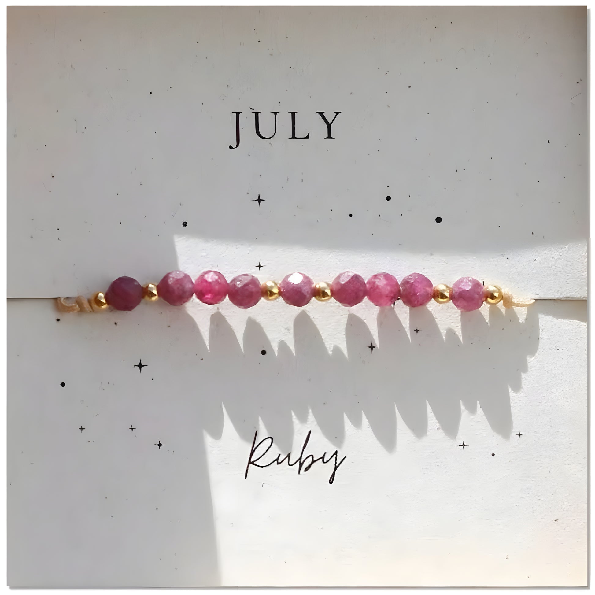 July Ruby Birthstone Crystal — Adjustable Gold Bracelet Gift UK Manushaa Gems